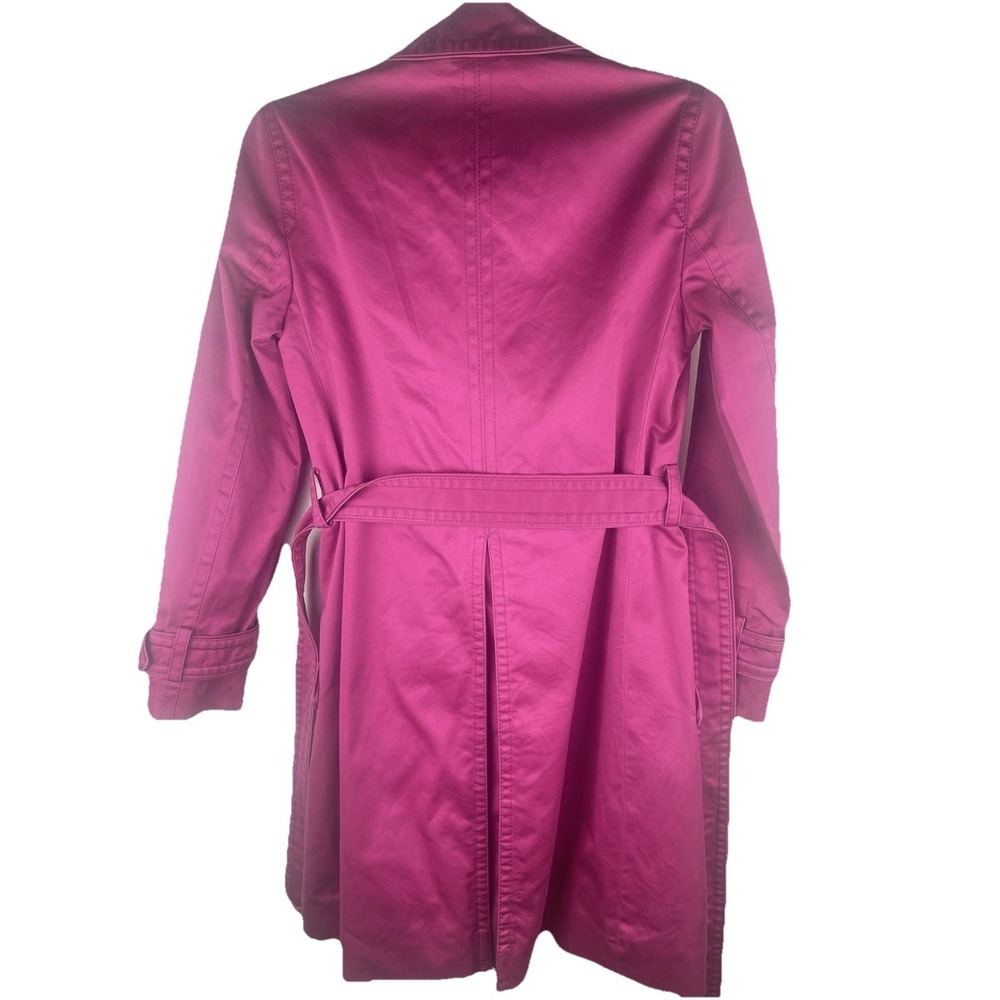 Coach Pink Trench Coat Womens XS Belted Double Breasted Cotton Jacket - Picture 7 of 8